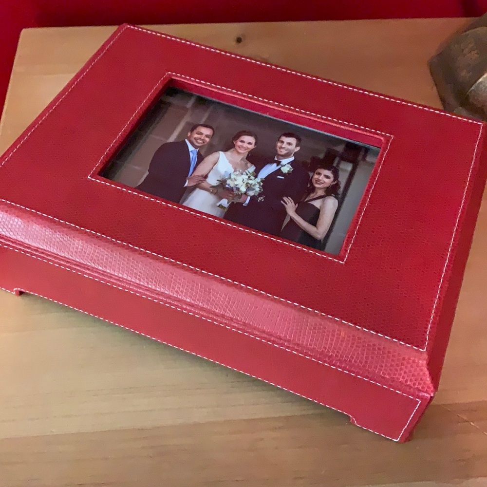Red Leather Box with Photo Insert